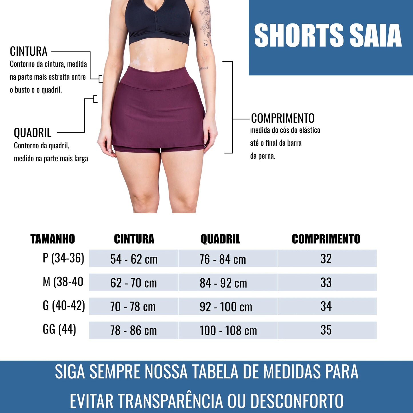 Short Saia Feminino Fitness Academia