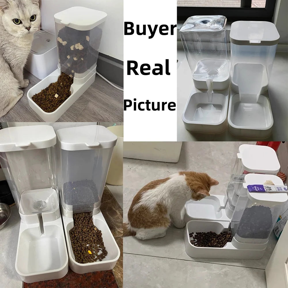 Alimentador para cães e gatos, dispensador automático de água para gatos e gatos, alimentador por gravidade, recipiente para armazenamento de alimentos