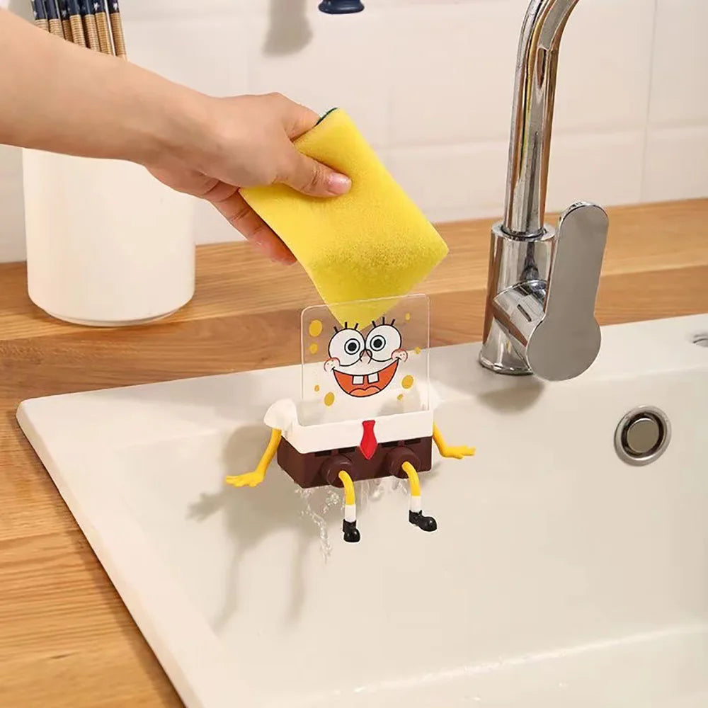 Escorredor do Bob Esponja de Utensílios de Cozinha Ferramenta de Limpeza Reutilizável