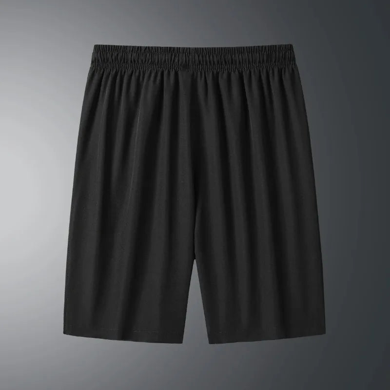 Shorts de seda gelada de verão, zíper de secagem rápida, shorts leves para homens